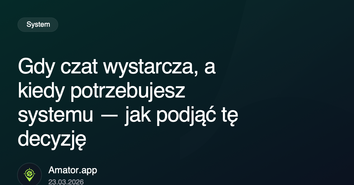 Kiedy czat wystarcza, a kiedy potrzebujesz systemu